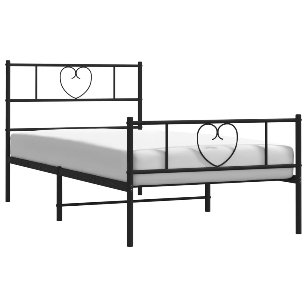 Estructura cama sin colchón con estribo metal negro 90x200 cm vidaXL