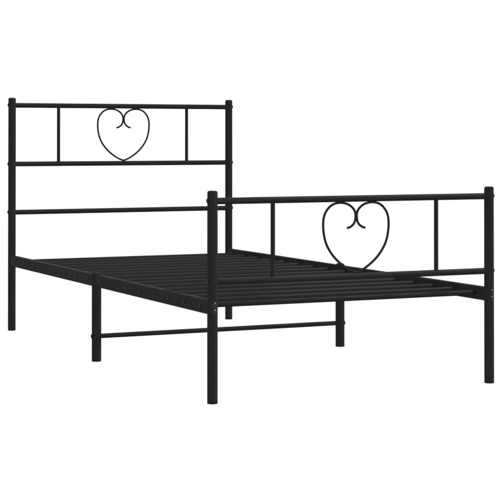 Estructura cama sin colchón con estribo metal negro 90x200 cm vidaXL