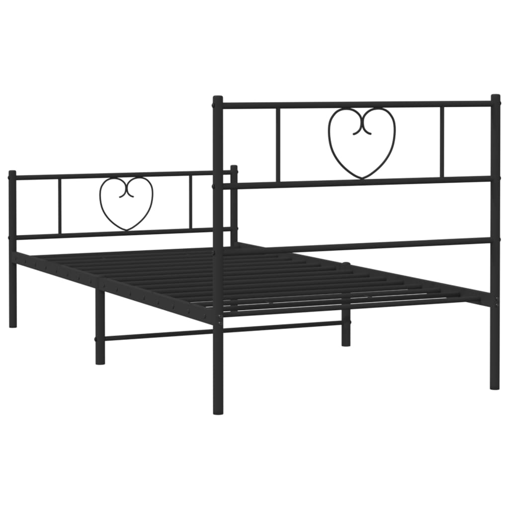 Estructura cama sin colchón con estribo metal negro 90x200 cm vidaXL