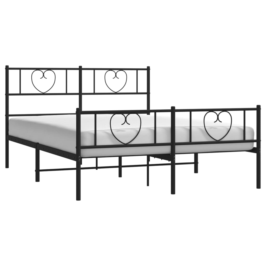 Cama sem cama de colchão com estribo de metal preto 120x190 cm