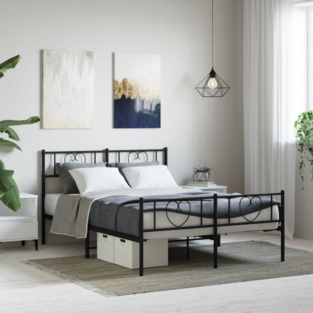 Vetonek Estructura cama sin colchón con estribo metal negro 120x190 cm