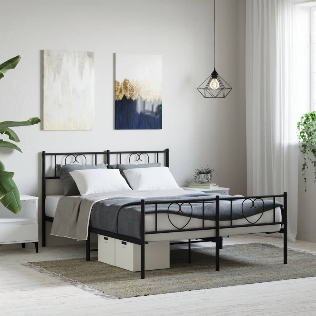 Vetonek Estructura cama sin colchón con estribo metal negro 140x190 cm