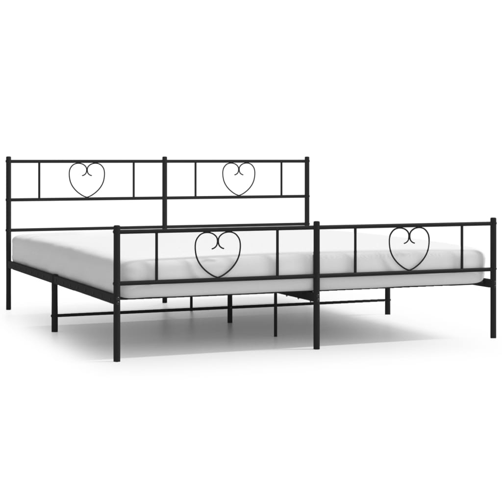 Estructura cama sin colchón con estribo metal negro 200x200 cm vidaXL