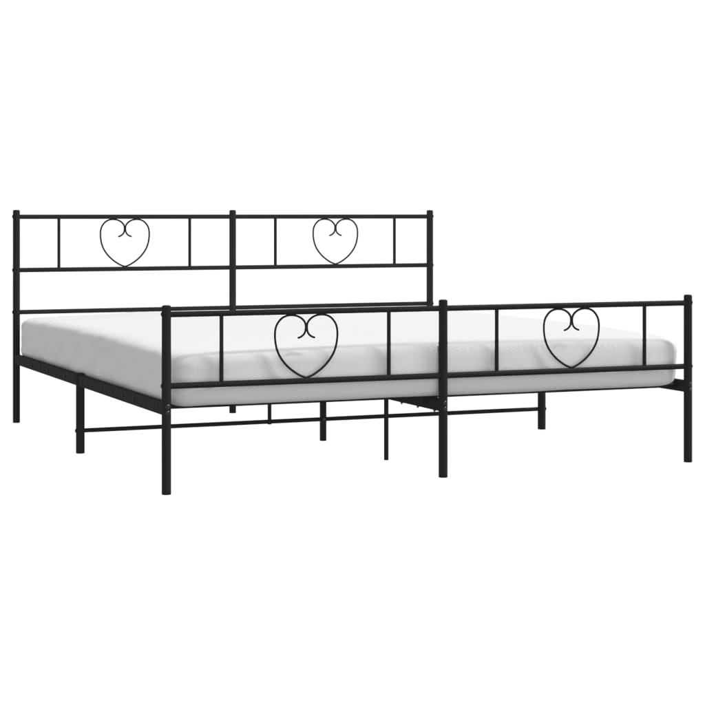 Estructura cama sin colchón con estribo metal negro 200x200 cm vidaXL