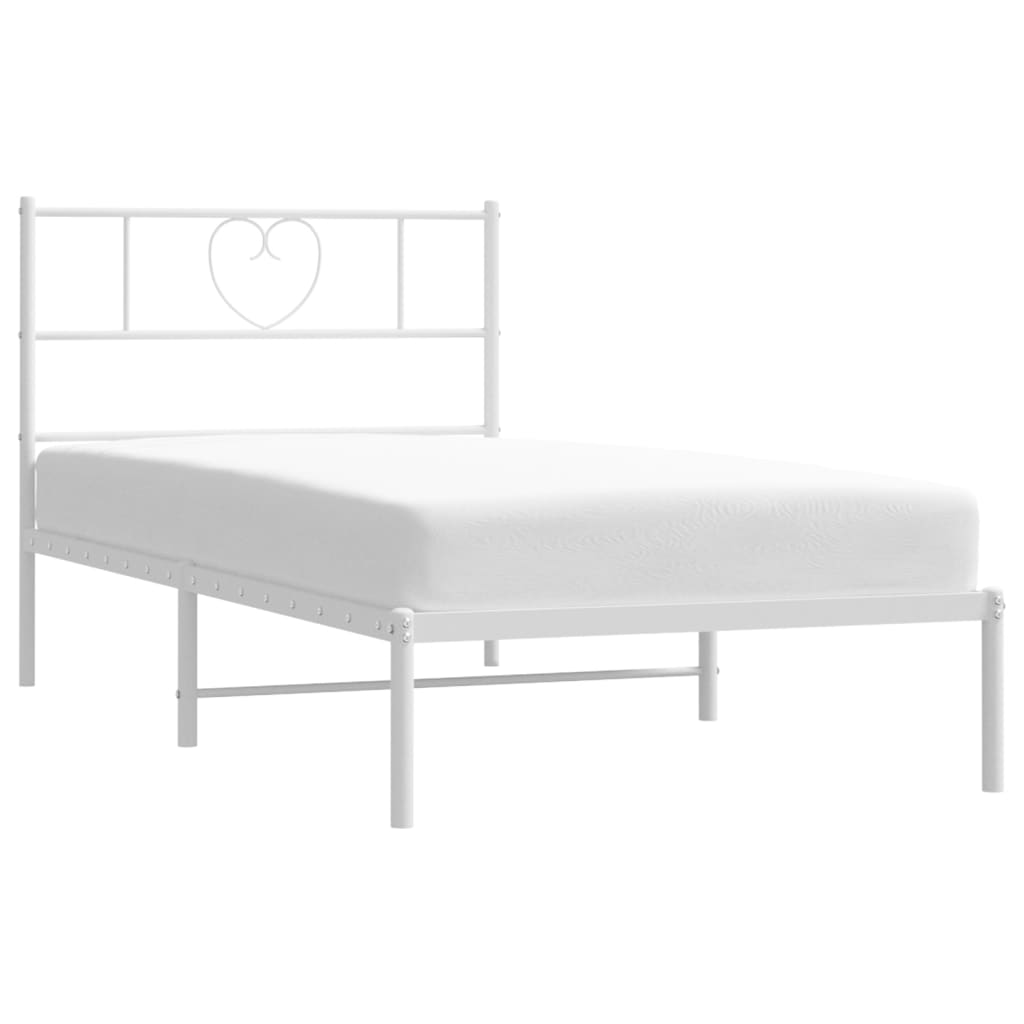 Estructura cama sin colchón con cabecero metal blanco 107x203cm