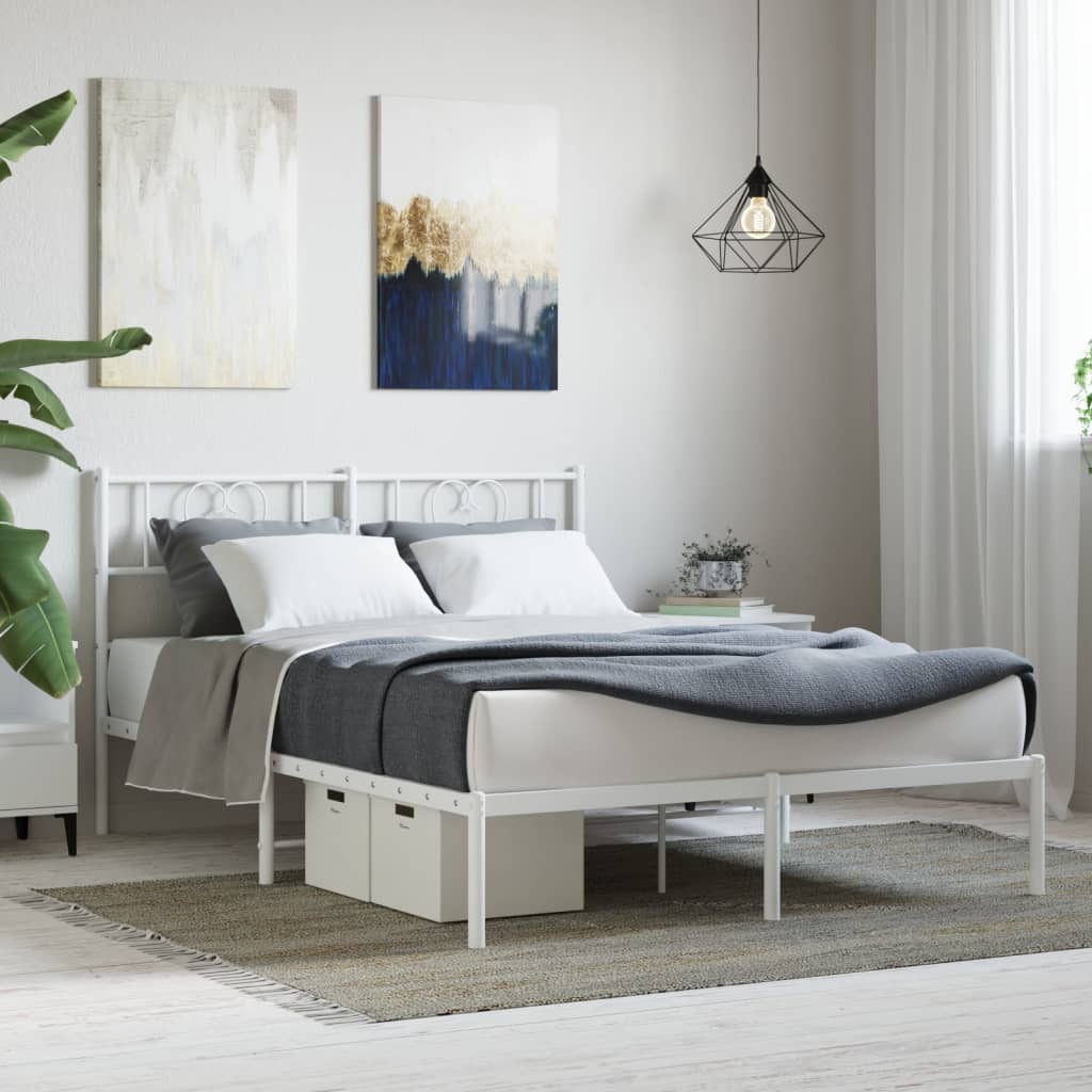 Vetonek Estructura cama sin colchón con cabecero metal blanco 120x190cm