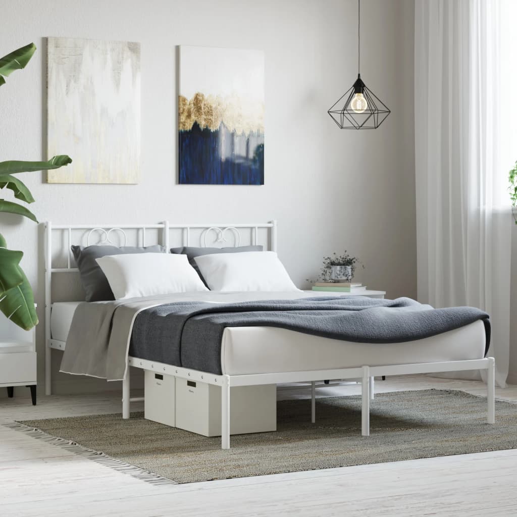 Vetonek Estructura cama sin colchón con cabecero metal blanco 135x190cm