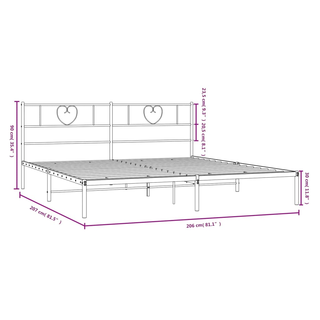 Estructura cama sin colchón con cabecero metal blanco 200x200cm vidaXL