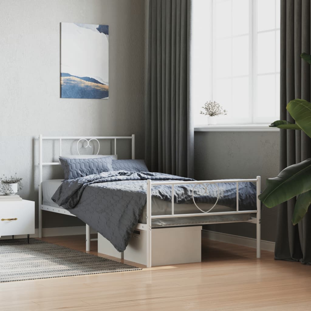 Vetonek Estructura cama sin colchón con estribo metal blanco 75x190 cm