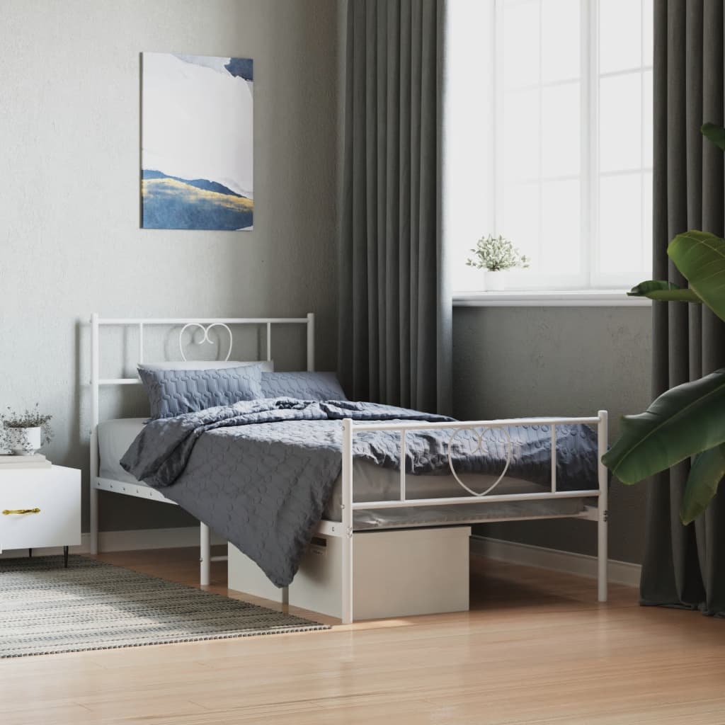 Vetonek Estructura cama sin colchón con estribo metal blanco 90x200 cm