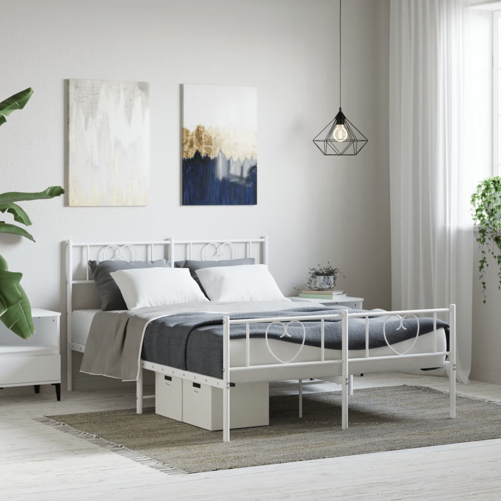 Vetonek Estructura cama sin colchón con estribo metal blanco 120x190 cm