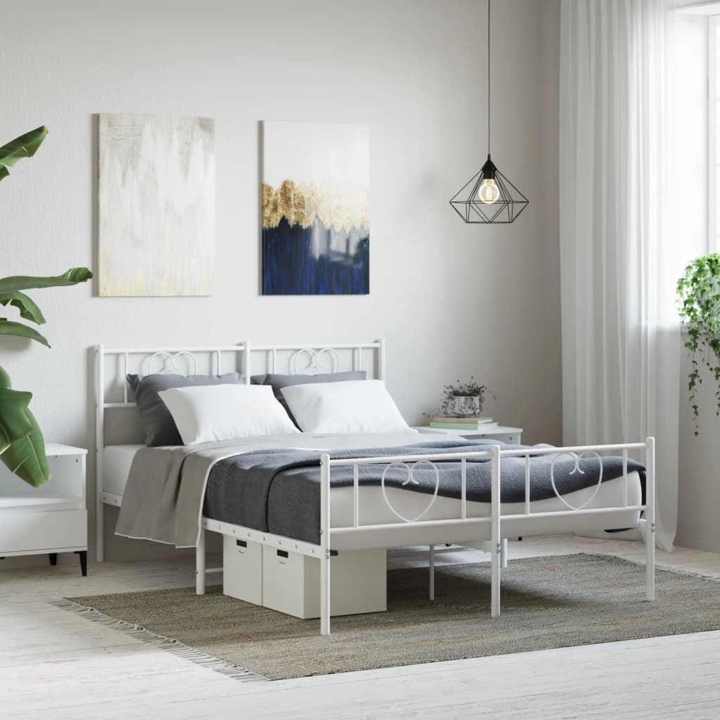 Vetonek Estructura cama sin colchón con estribo metal blanco 140x190 cm