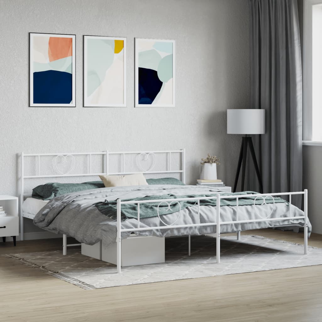 Vetonek Estructura cama sin colchón con estribo metal blanco 180x200 cm