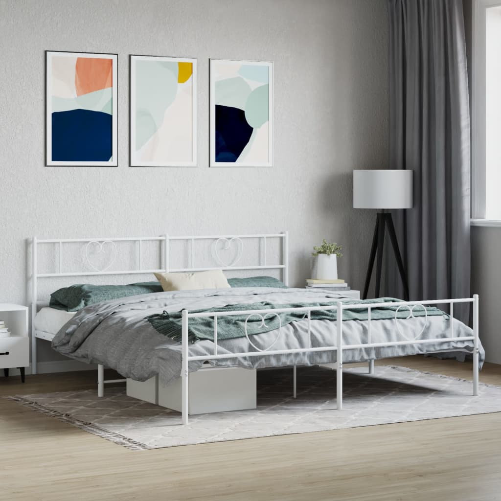 Vetonek Estructura cama sin colchón con estribo metal blanco 193x203 cm