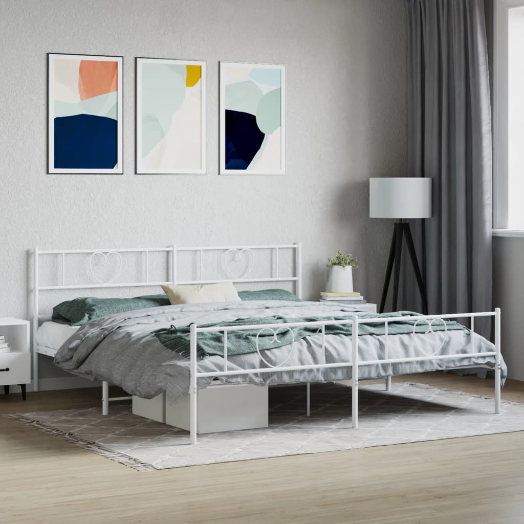 Vetonek Estructura cama sin colchón con estribo metal blanco 200x200 cm