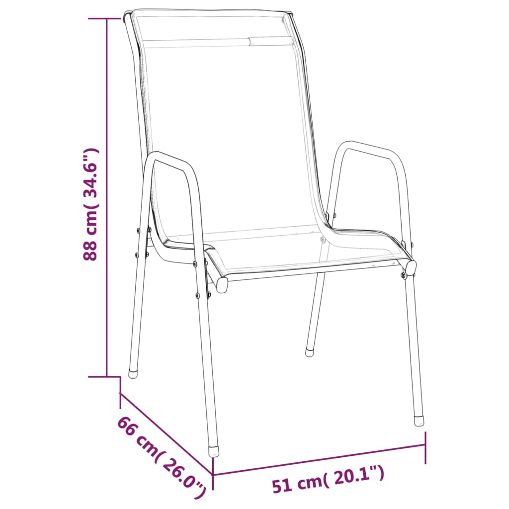 Juego de comedor para jardín 5 piezas acero y textilene negro vidaXL