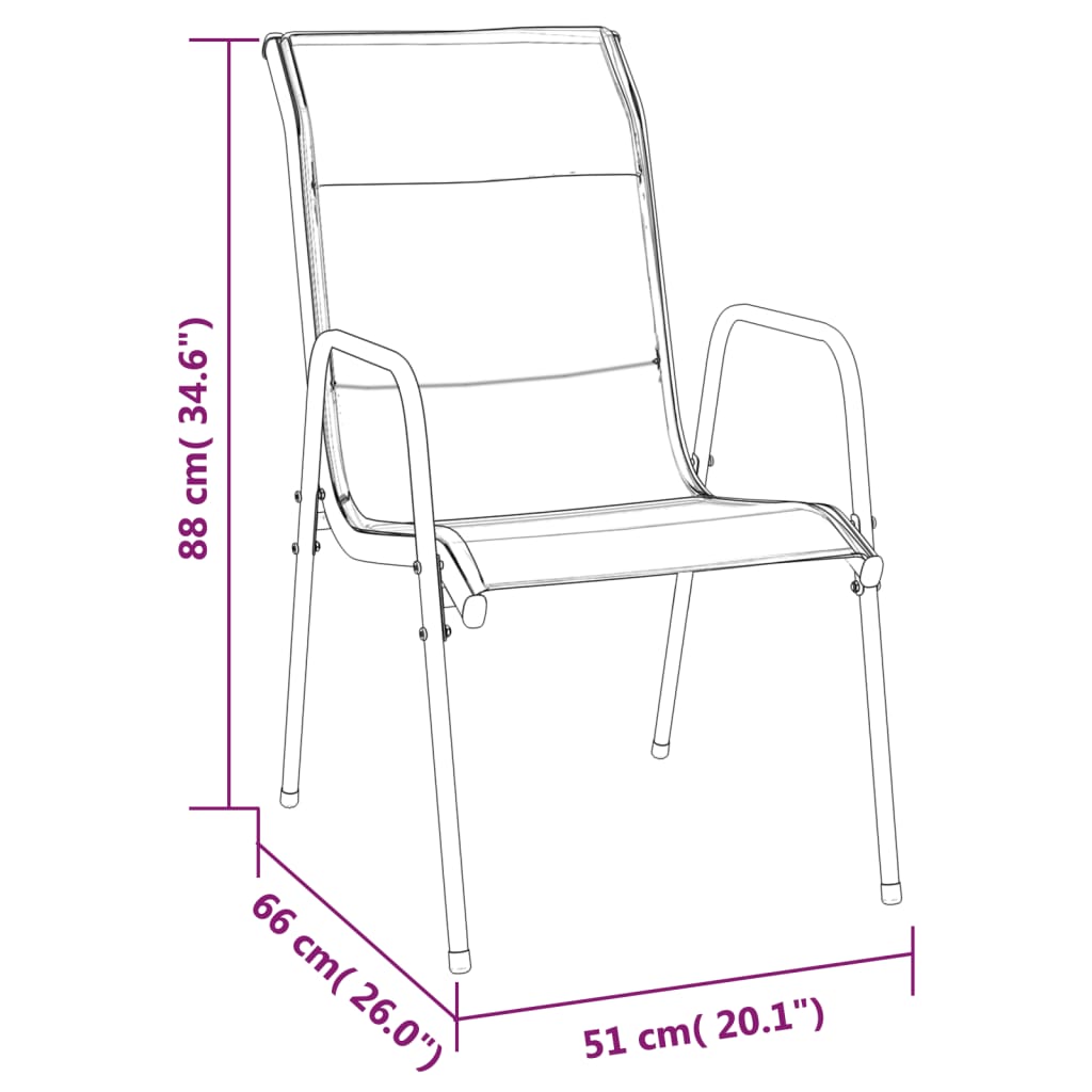 Juego de comedor para jardín 7 piezas acero y textilene negro vidaXL