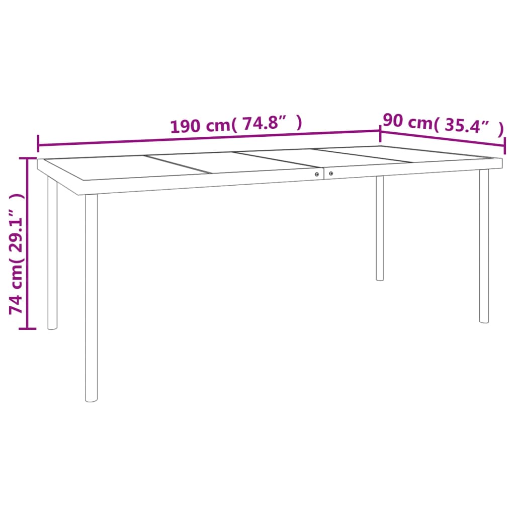 Juego de comedor para jardín 9 piezas acero y textilene negro vidaXL