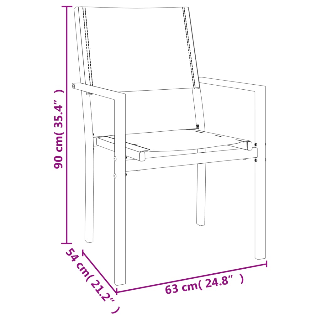 Juego de comedor para jardín 3 piezas acero y textilene negro vidaXL