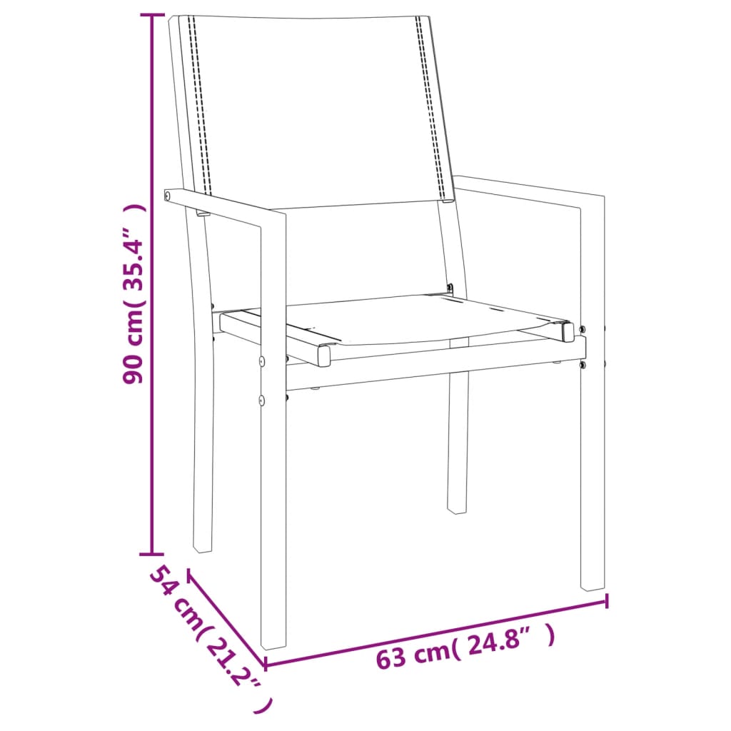 Juego de comedor para jardín 5 piezas acero y textilene negro vidaXL