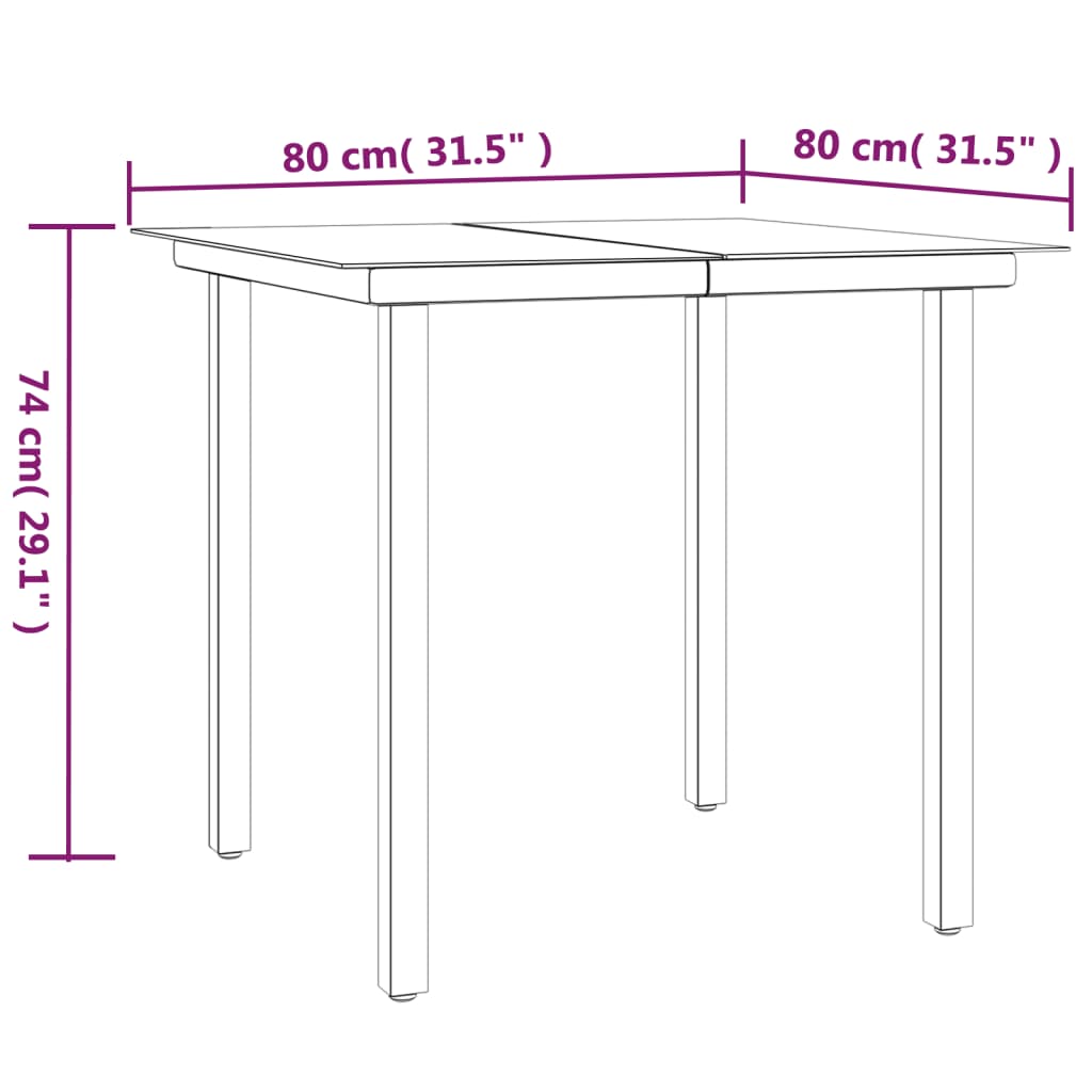 Juego de comedor para jardín 5 piezas acero y textilene negro vidaXL