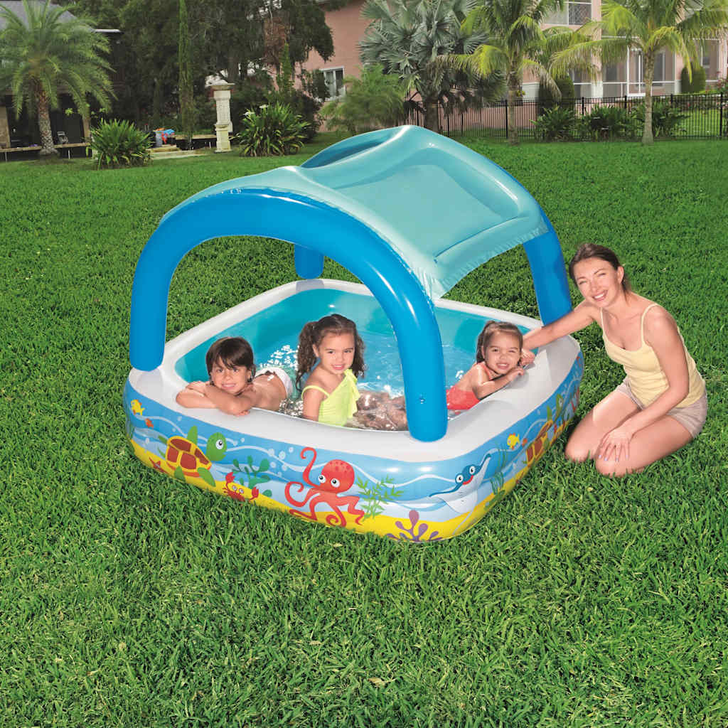 Pool for children with blue awning 140x140x114 cm