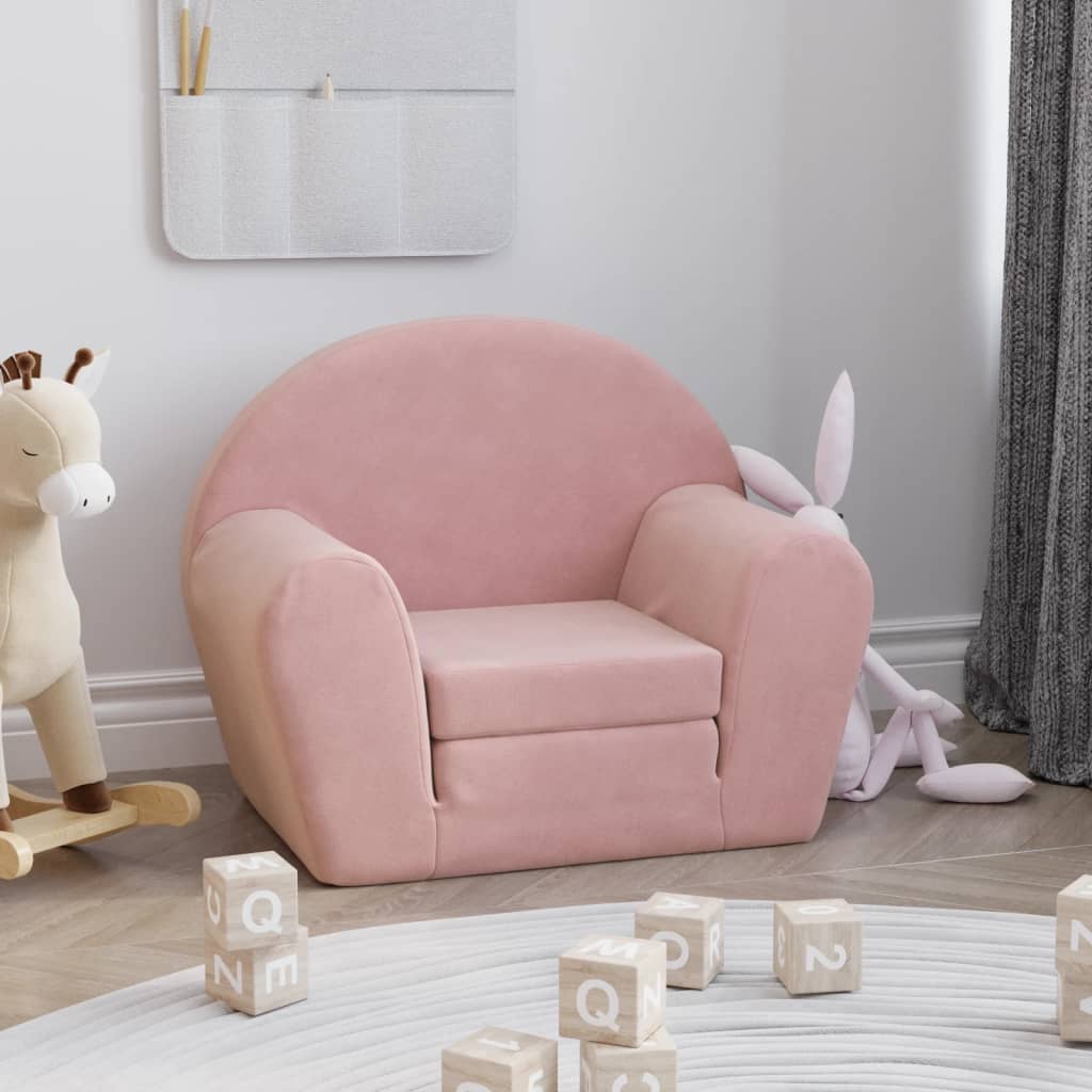 Vetonek Sofá cama para niños felpa suave rosa