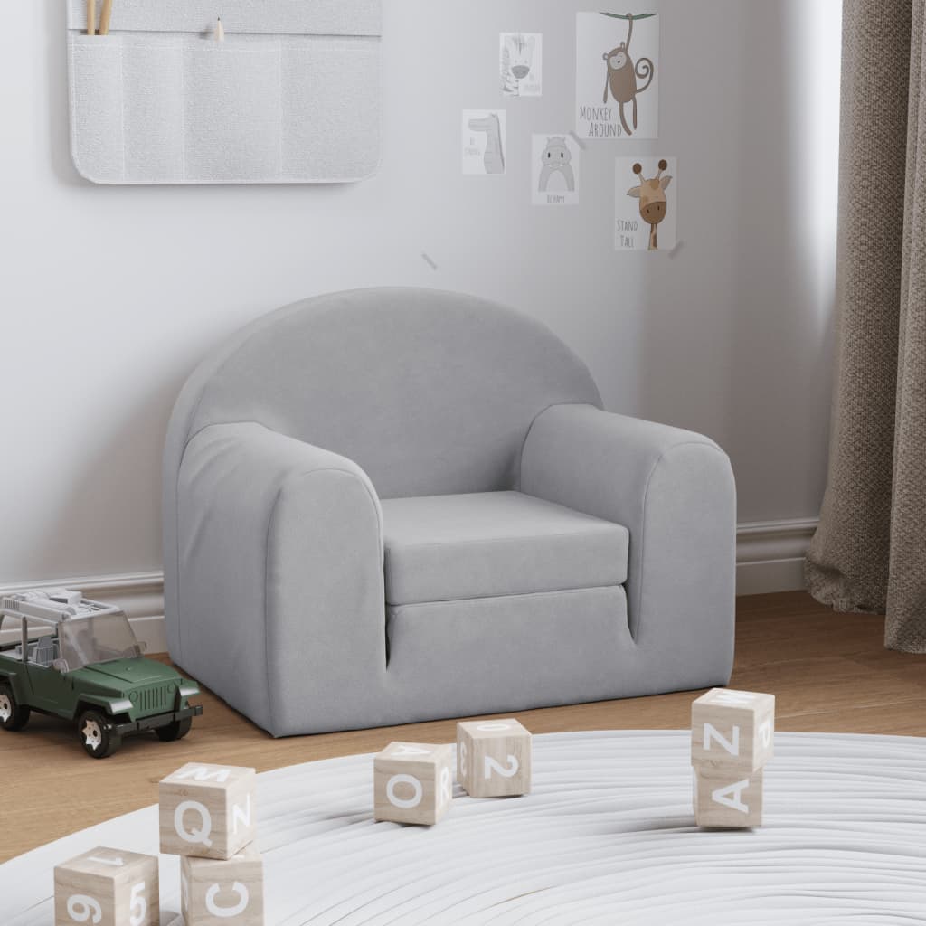 Vetonek Sofá cama infantil felpa suave gris claro