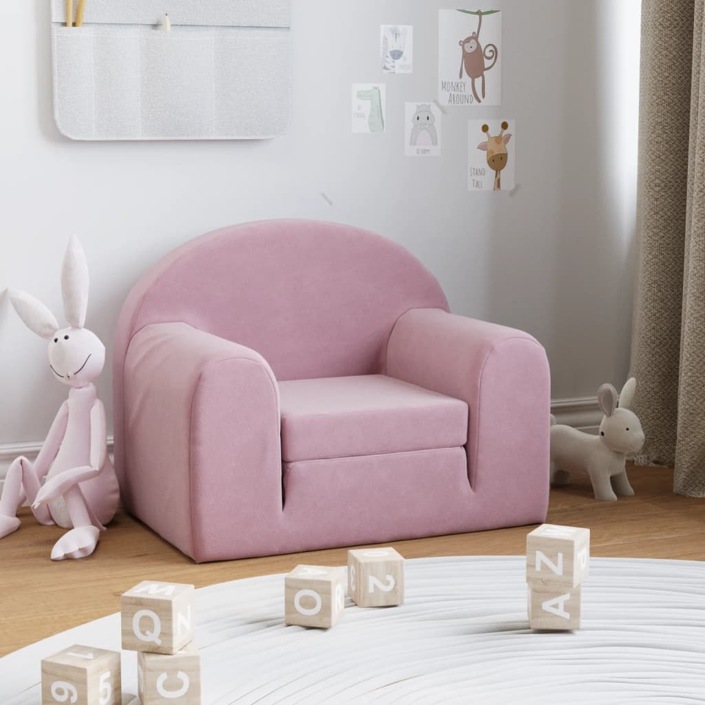 Vetonek Sofá cama para niños felpa suave rosa