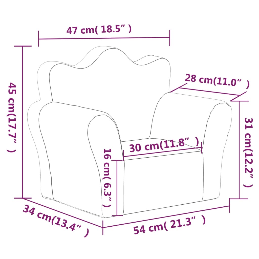 Sofa für Kinder weich blau