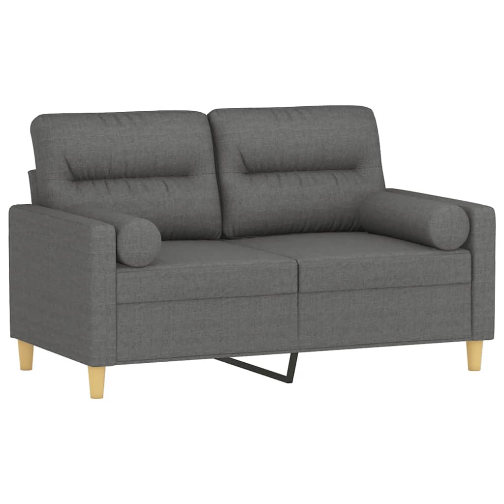 2 -seerer -Sofa mit dunkelgrauen grauen Kissen 120 cm