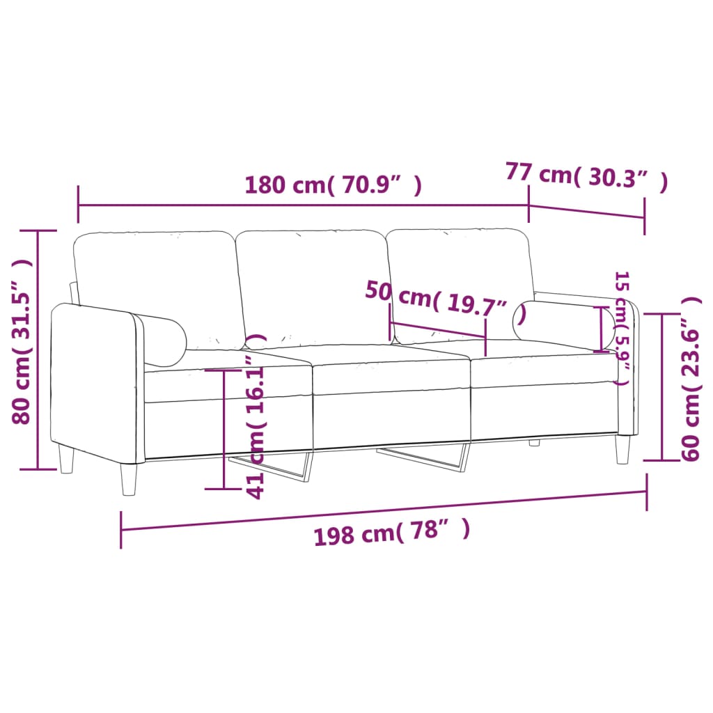 Sofá de 3 plazas con cojines terciopelo verde oscuro 180 cm vidaXL