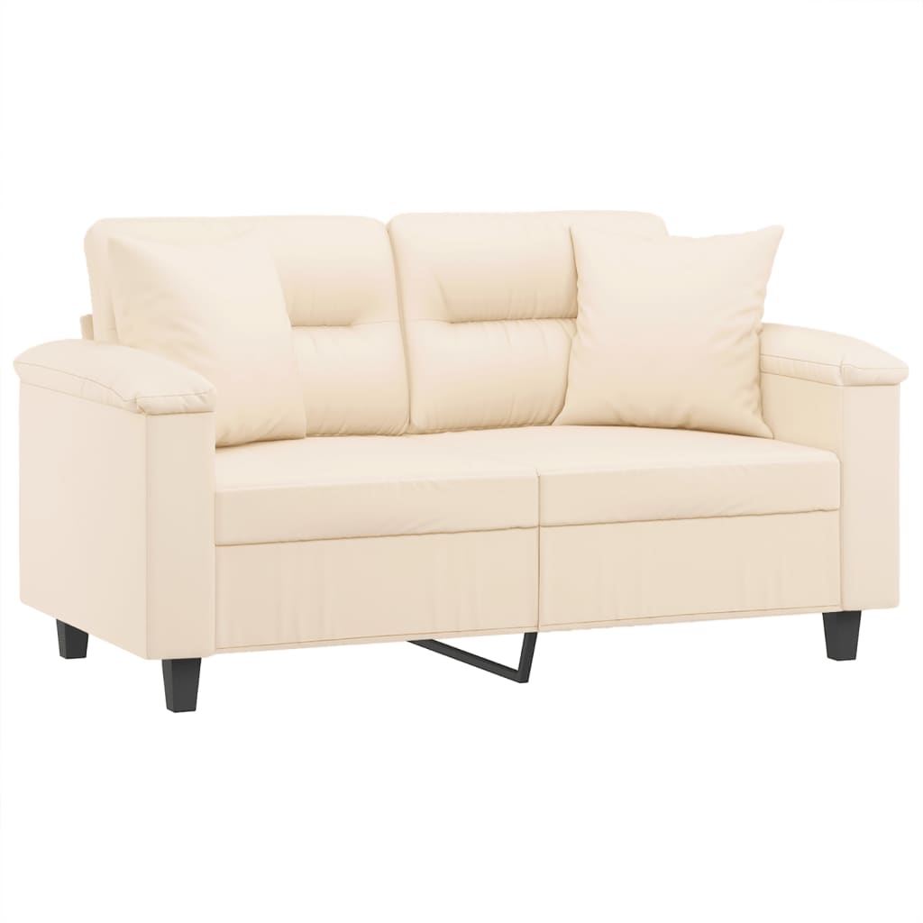 SOFA DI 2 -SEATER con cuscini in tessuto in microfibra beige 120 cm