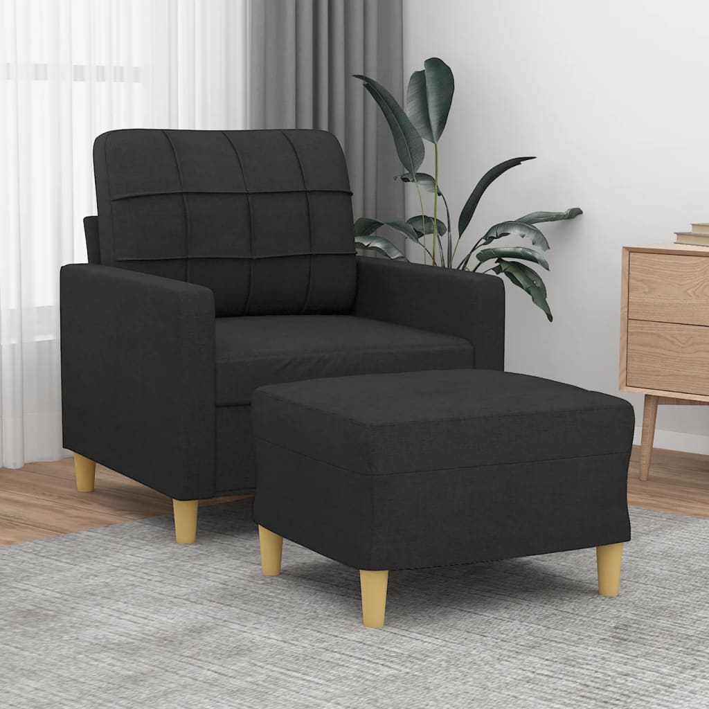 Vetonek Sillón con taburete tela negro 60 cm