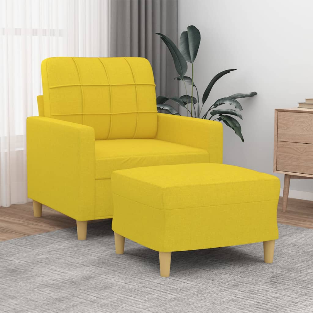 Vetonek Sillón con taburete tela amarillo claro 60 cm