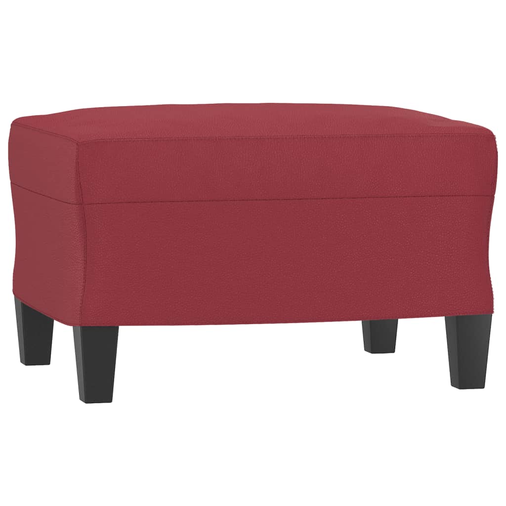 Sofá de 3 plazas con taburete cuero sintético rojo tinto 180 cm vidaXL