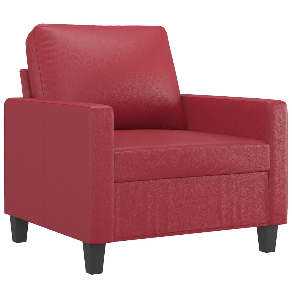 Sillón con taburete cuero sintético rojo tinto 60 cm vidaXL