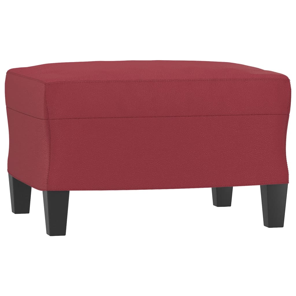 Sillón con taburete cuero sintético rojo tinto 60 cm vidaXL