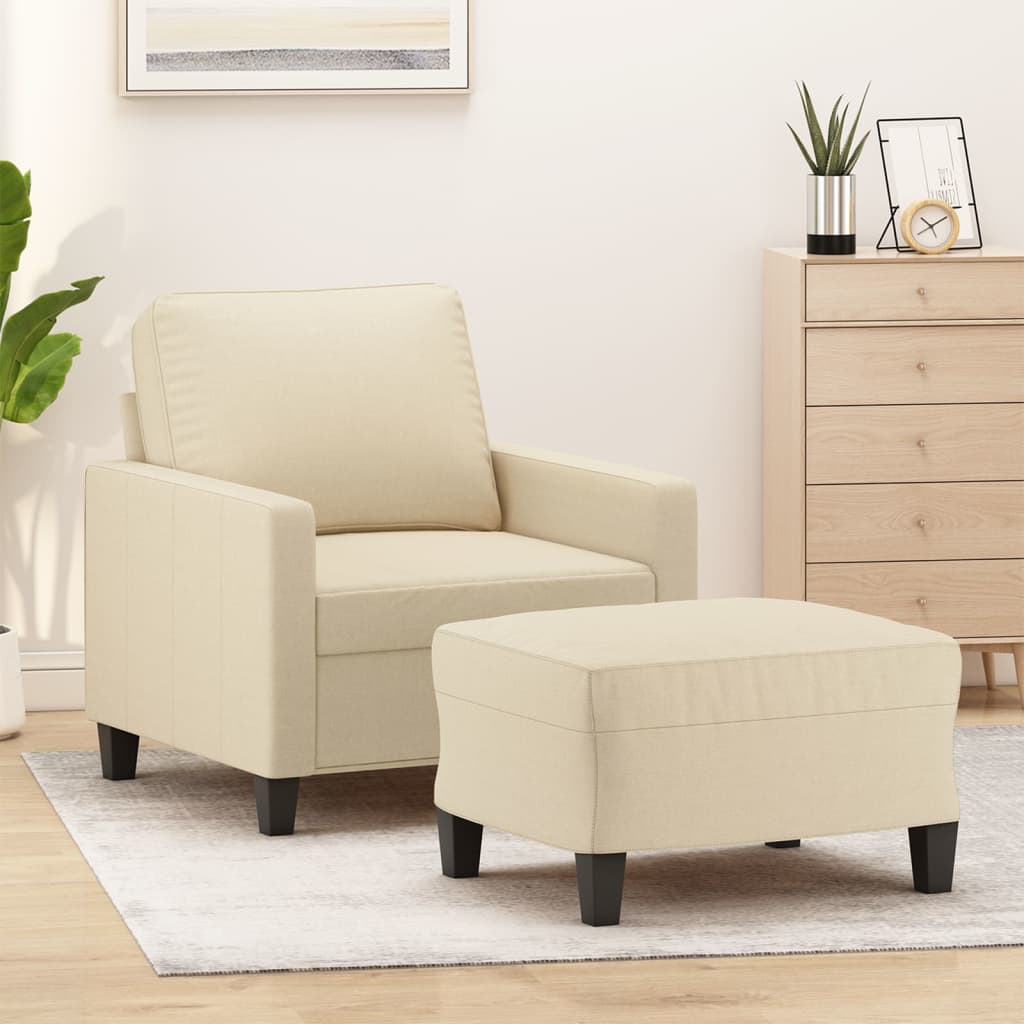 Vetonek Sillón con taburete tela crema 60 cm