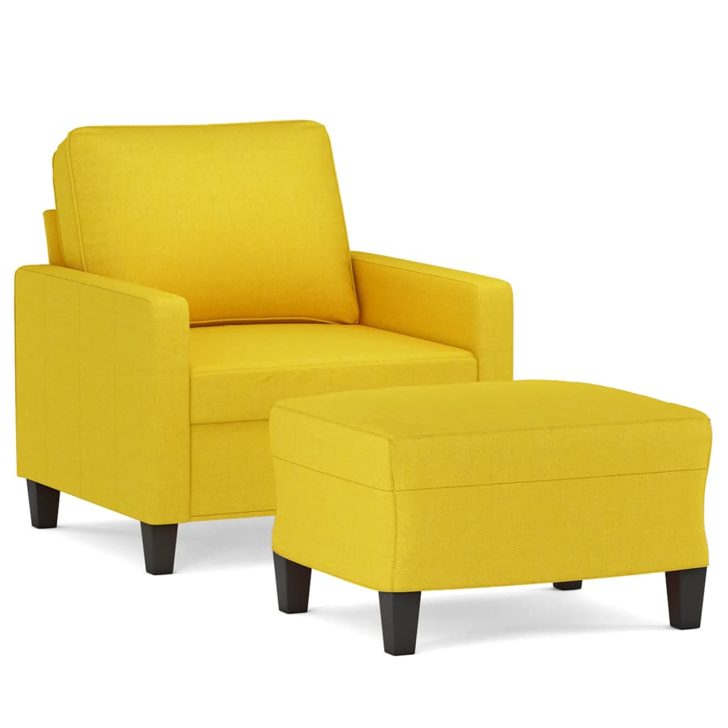 Sillón con taburete tela amarillo claro 60 cm vidaXL