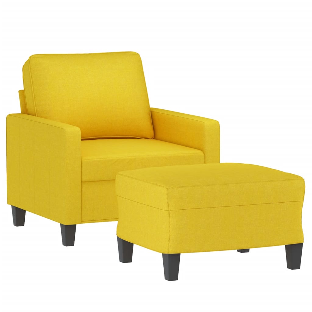 Sillón con taburete tela amarillo claro 60 cm vidaXL