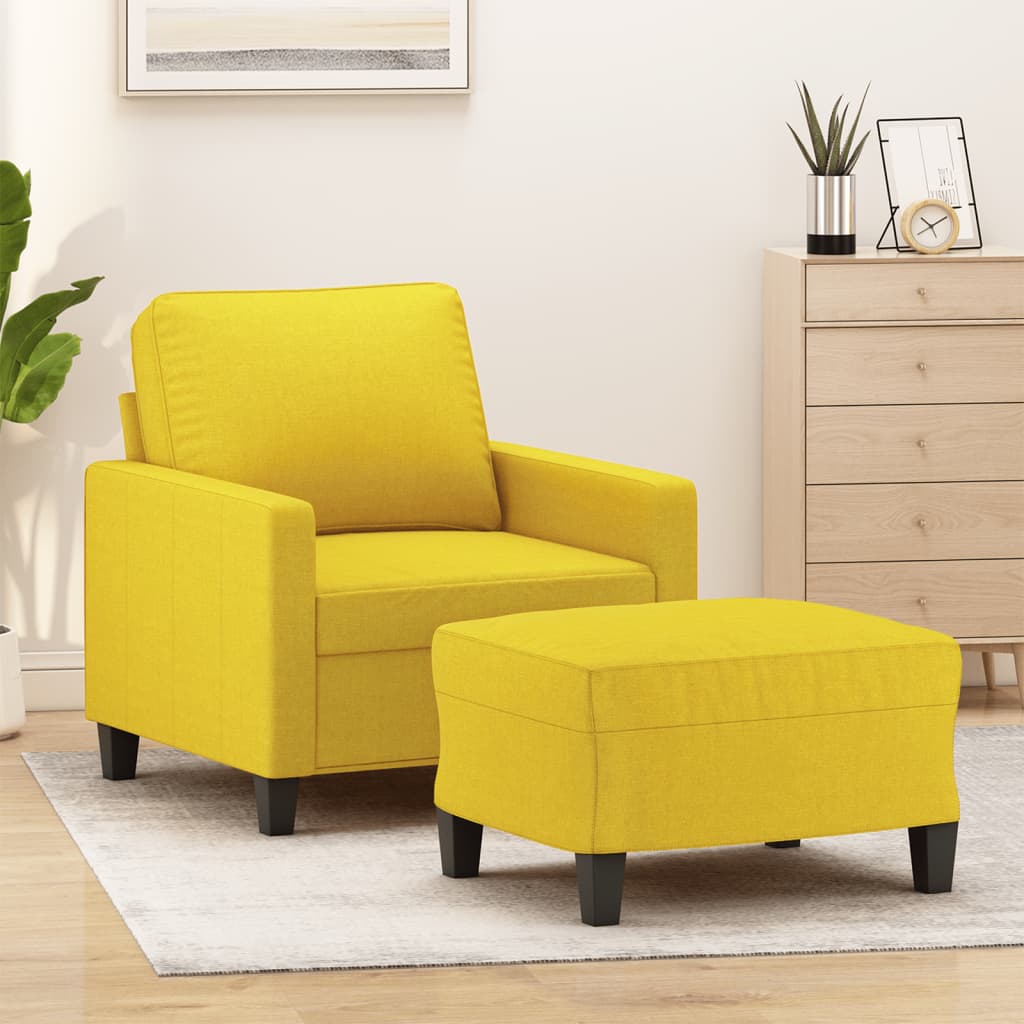 Vetonek Sillón con taburete tela amarillo claro 60 cm