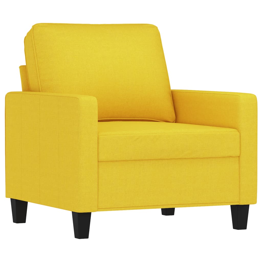 Sillón con taburete tela amarillo claro 60 cm vidaXL