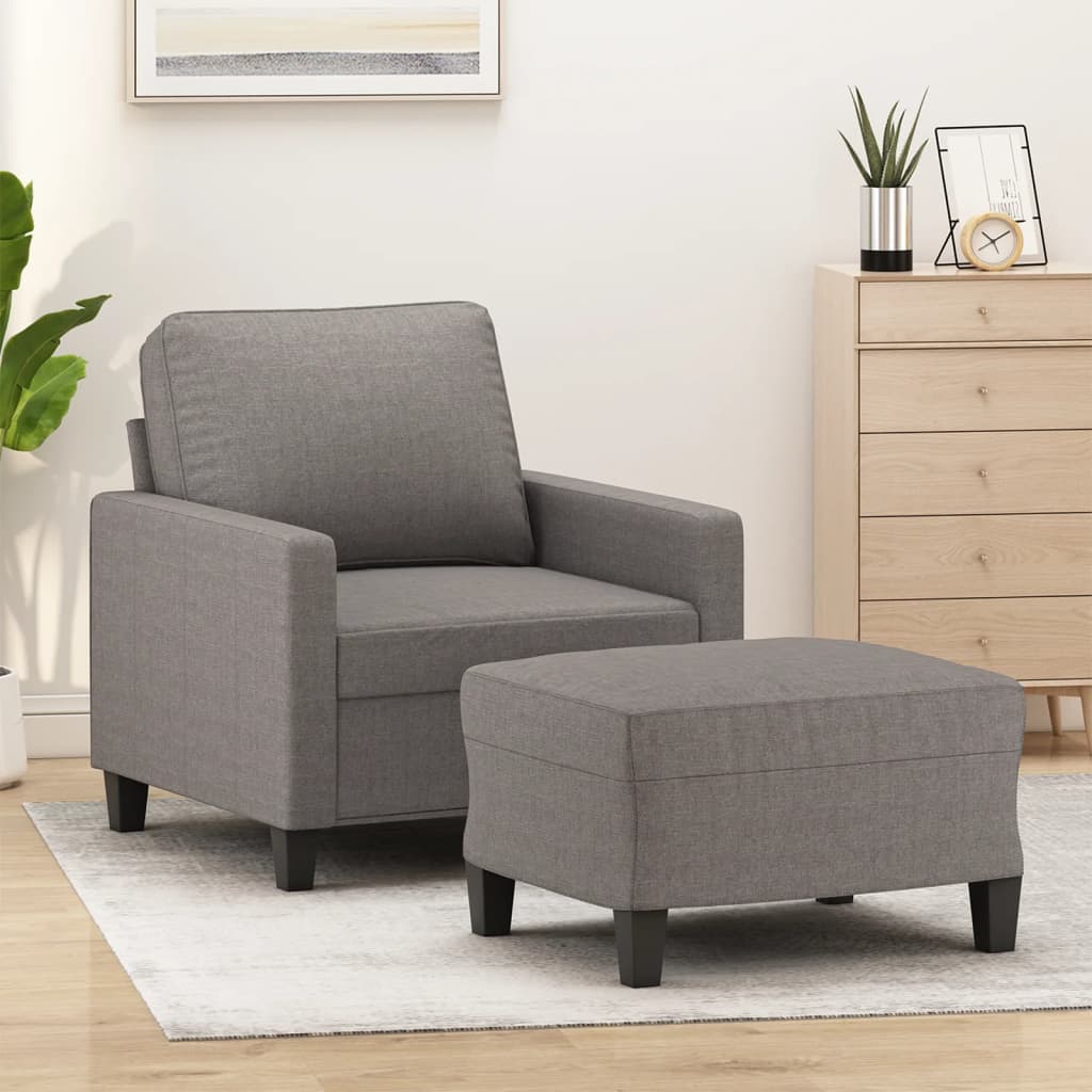 Vetonek Sillón con taburete tela gris taupe 60 cm