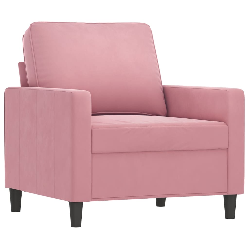 Sillón con taburete terciopelo rosa 60 cm vidaXL