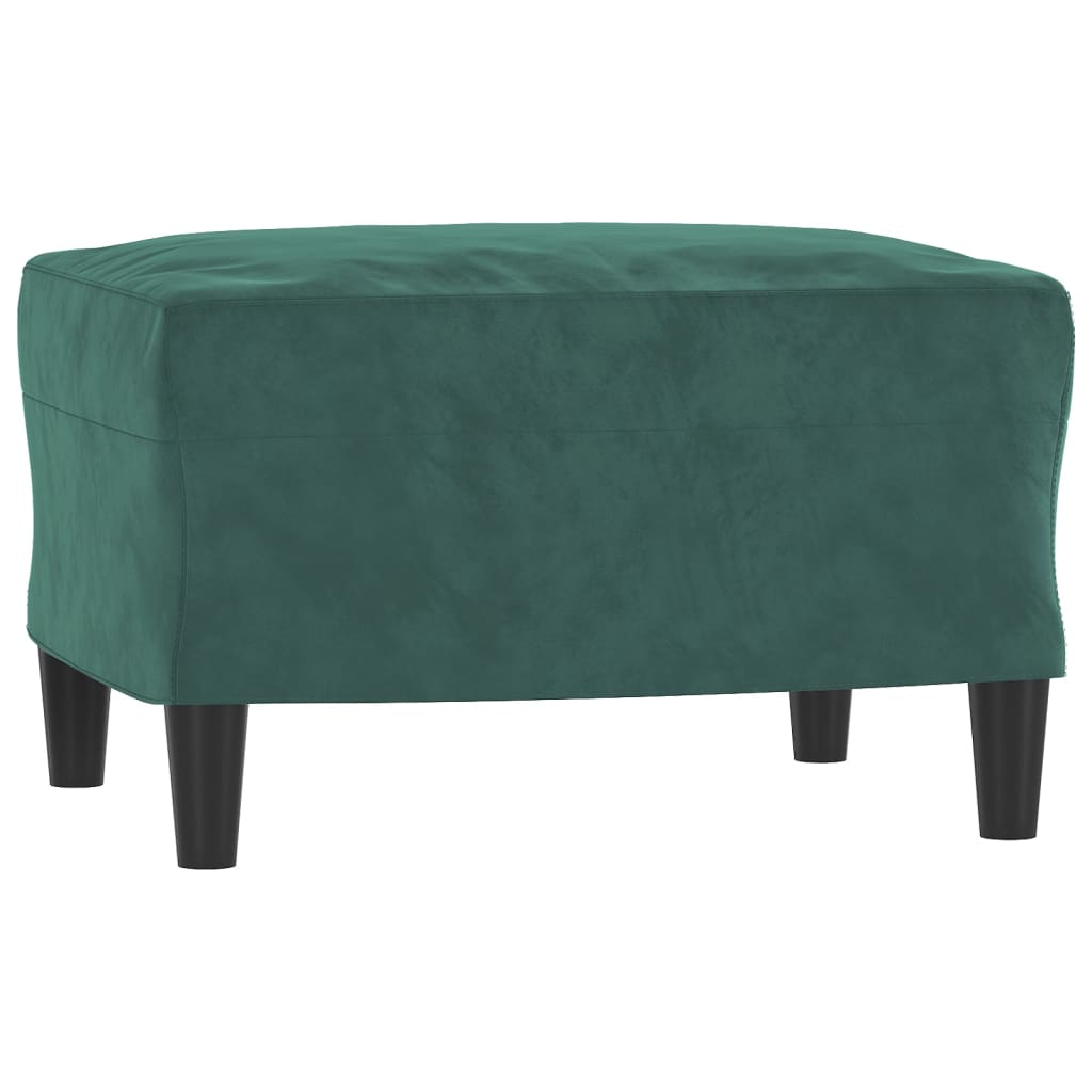 Sofá de 3 plazas con taburete de terciopelo verde oscuro 180 cm vidaXL