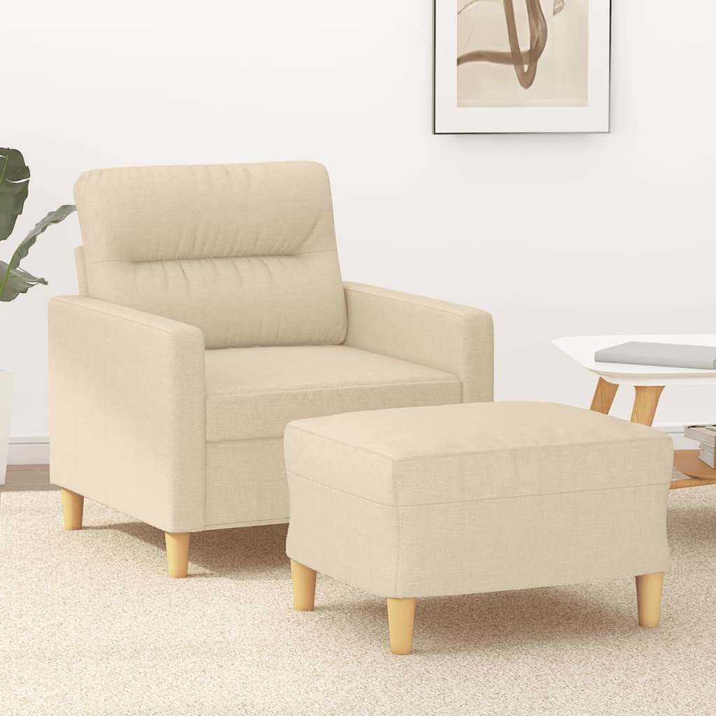 Vetonek Sillón con taburete tela crema 60 cm