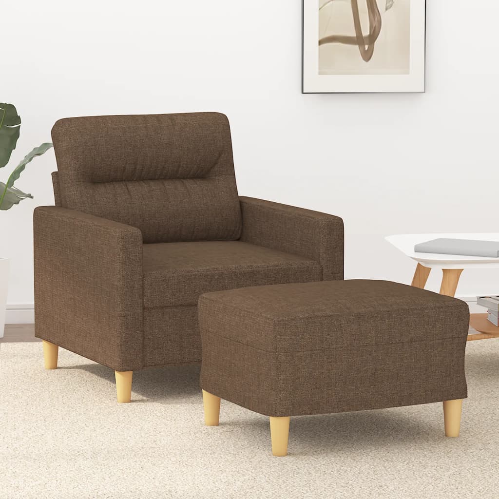 Vetonek Sillón con taburete tela marrón 60 cm