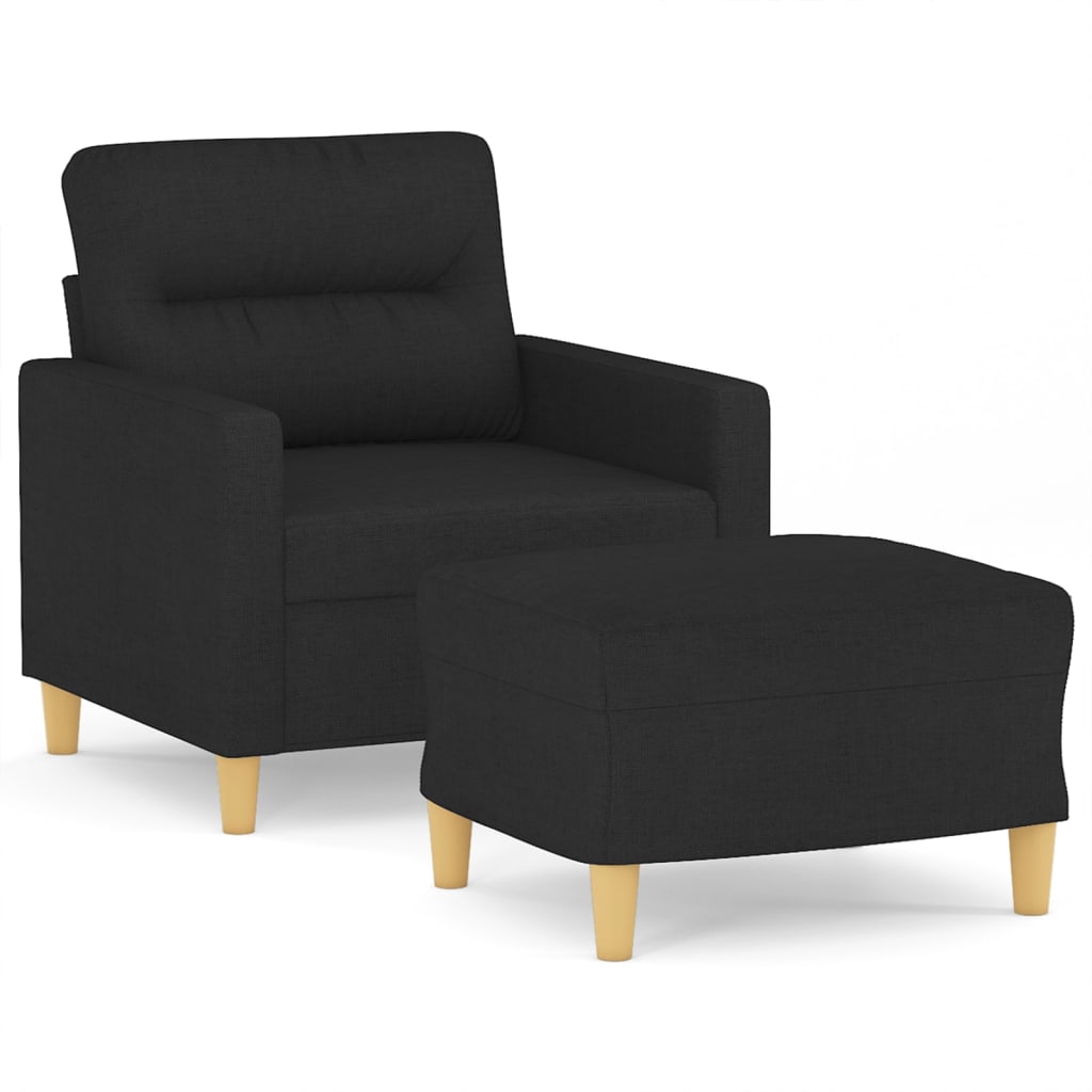 Sillón con taburete tela negro 60 cm vidaXL