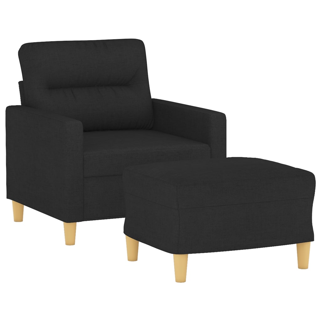 Sillón con taburete tela negro 60 cm vidaXL